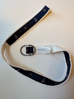 Ralph Lauren White Fabric Care Label with Navy Text